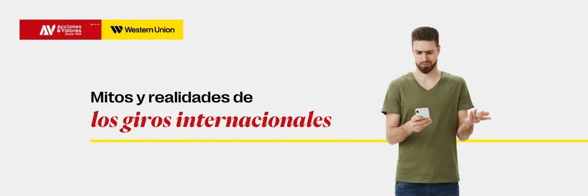 Hombre preocupado por hacer sus giros internacionales