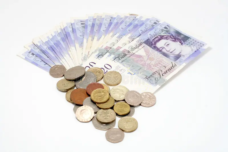 billetes y monedas del dinero del sterling britanico 14372012
