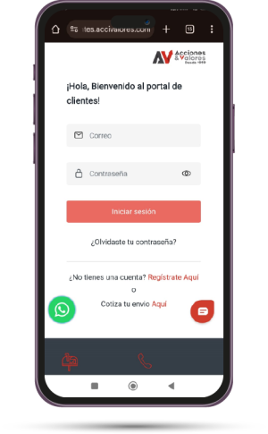 Registro en aplicación móvil para enviar dinero internacional de forma segura